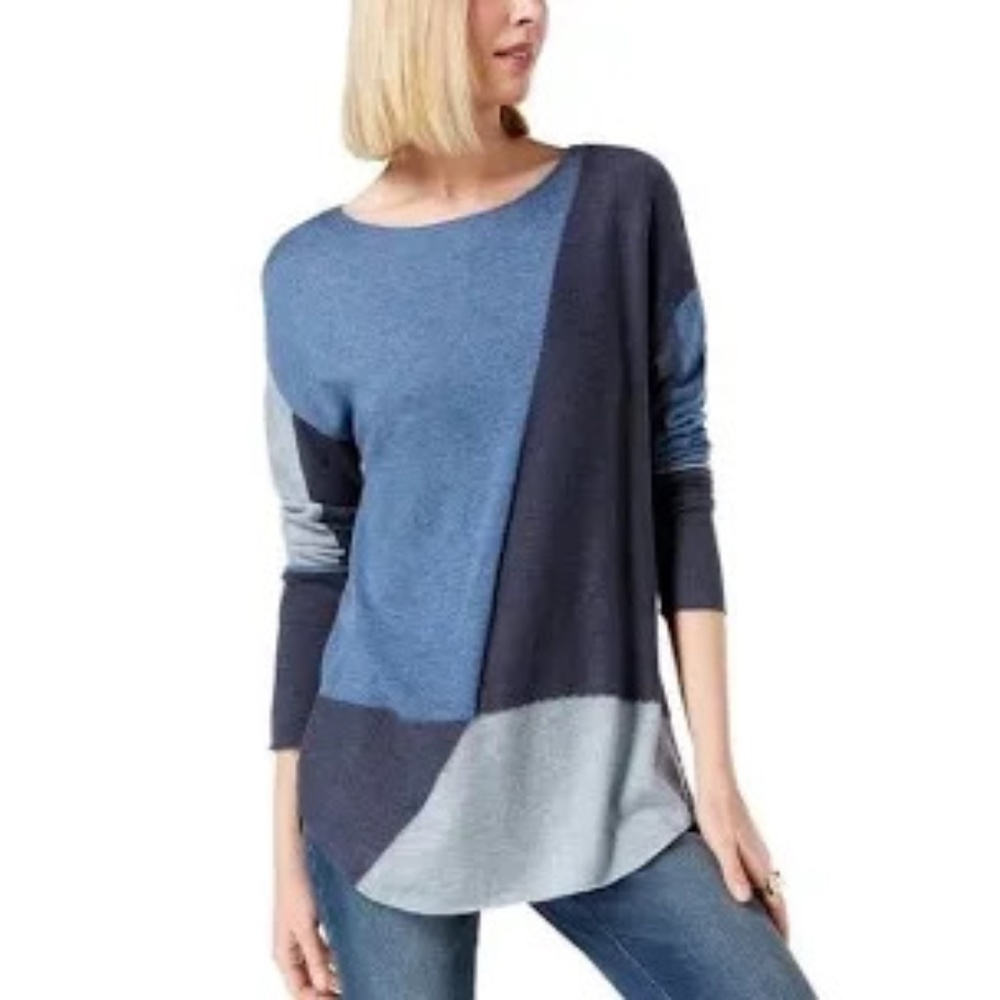 Inc blue and gray size small long sleeve top